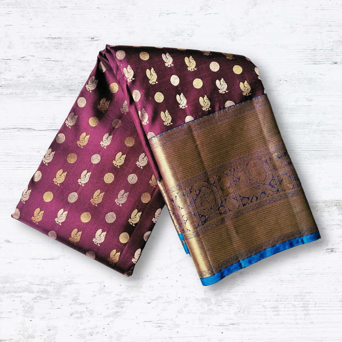 Kanchipuram pure silk saree with silk mark - purple