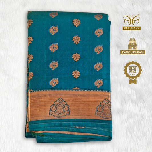 kanchipuram Pure Silk Saree - Turquoise