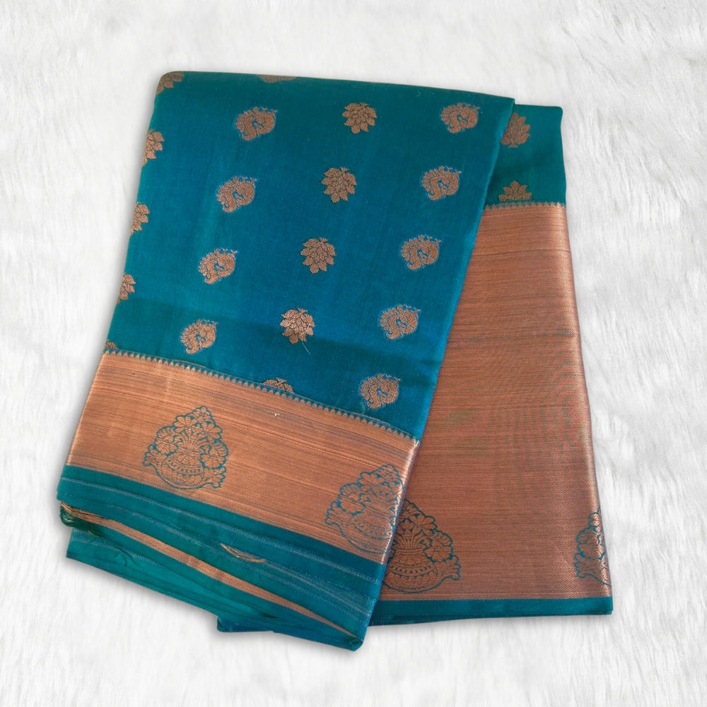 kanchipuram Pure Silk Saree - Turquoise