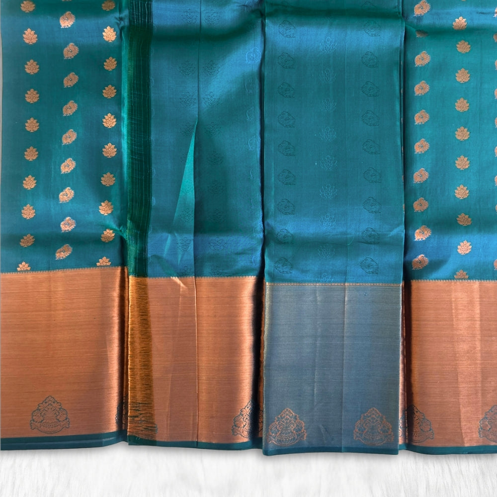 kanchipuram Pure Silk Saree - Turquoise