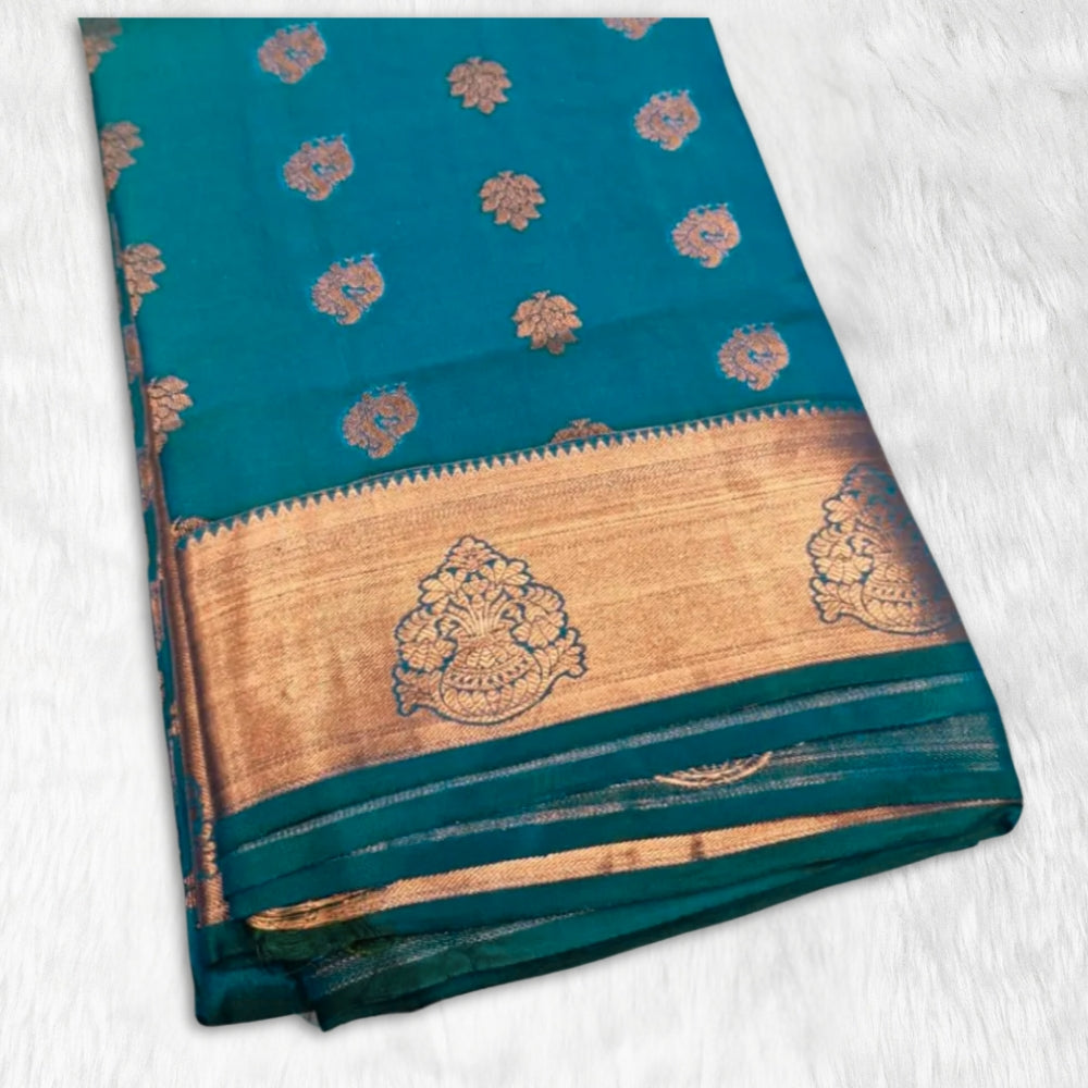 kanchipuram Pure Silk Saree - Turquoise