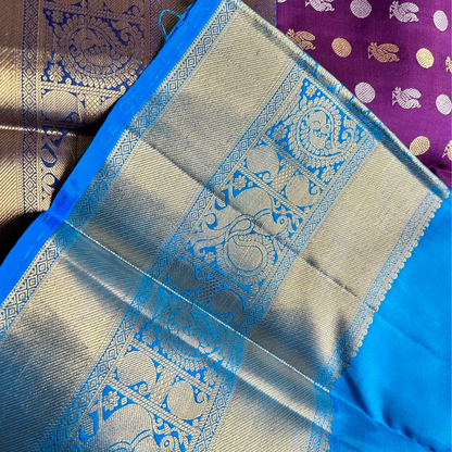 Kanchipuram pure silk saree with silk mark - purple