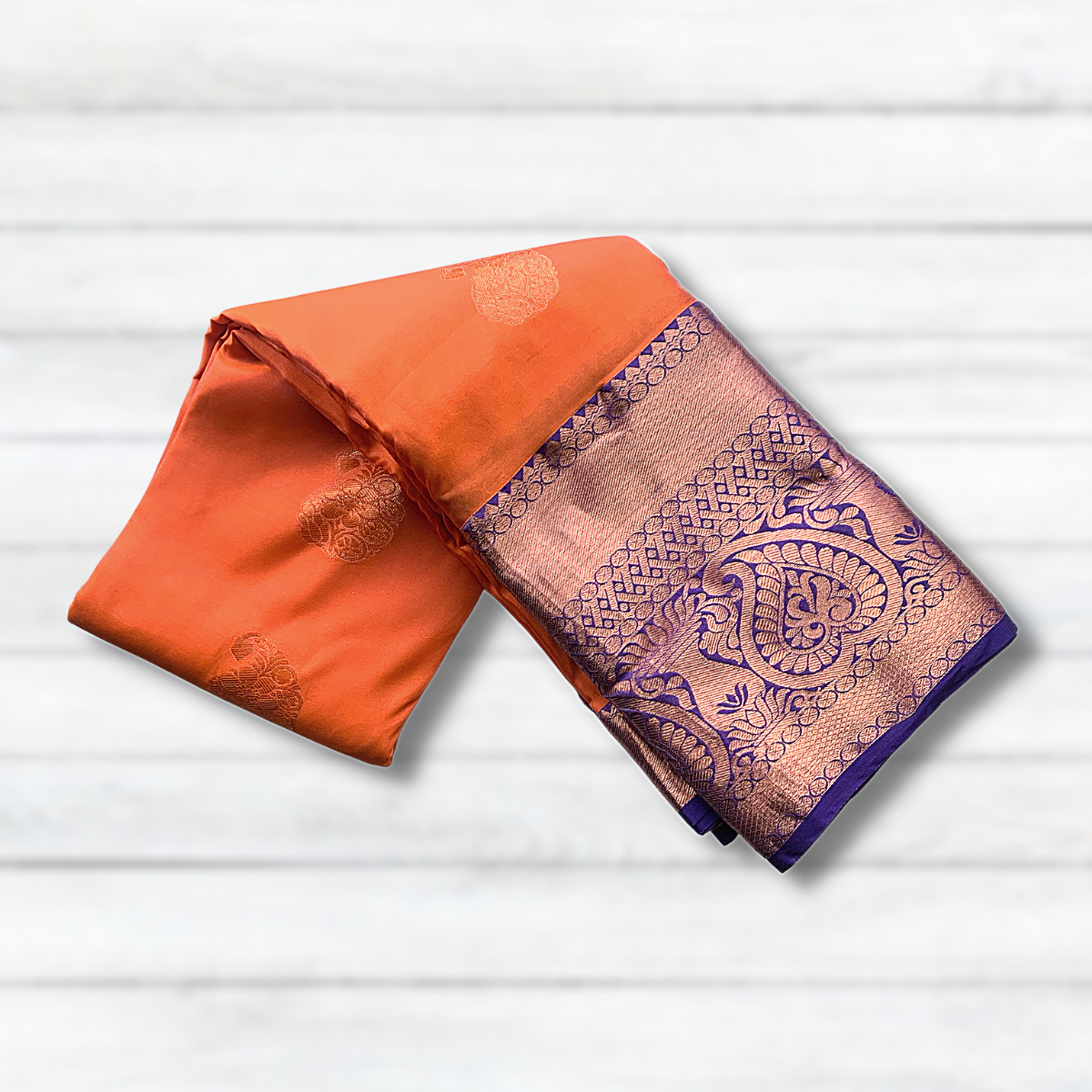 kanchipuram pure silk saree with silk mark - Orange
